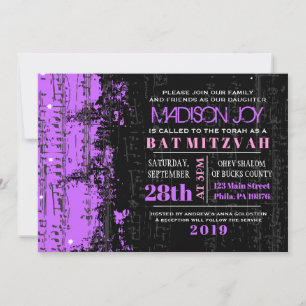 Musik noter Stars Pub Mitzvah-inbjudan Violet Inbjudningar