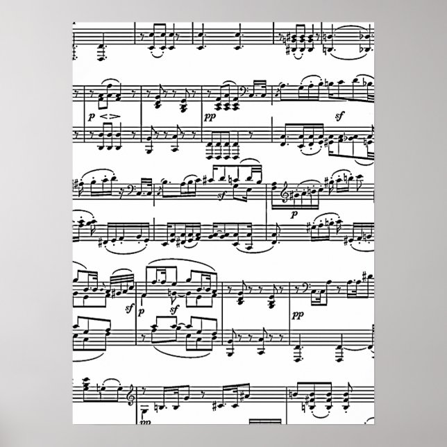 musik noter, svart och vit musik poster (Framsidan)
