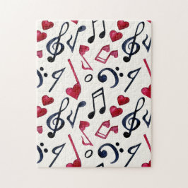 Musik noter & Symboler, svartvitt Pussel