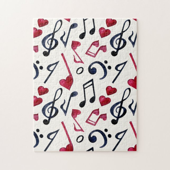 Musik noter & Symboler, svartvitt Pussel (Vertikal)