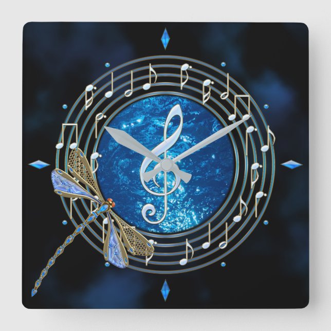 Musik noter tar tid på fyrkantig klocka (Framsida)