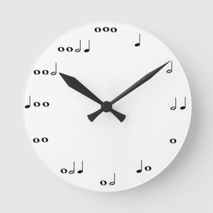 Musik noter tar tid på rund klocka