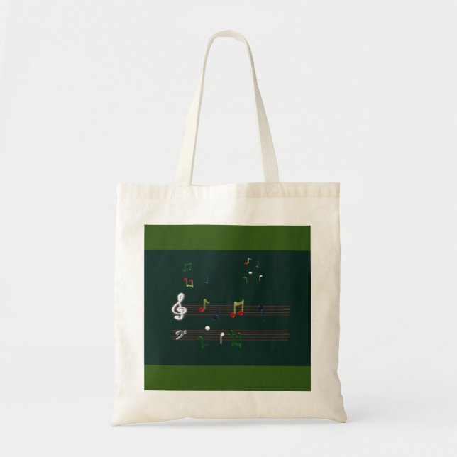 Musik noter Tote Bag Grönt Tygkasse (Framsidan)
