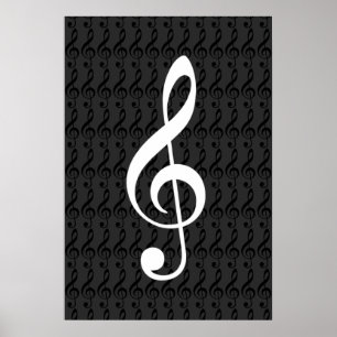 musik noter, treble clef, coola grafik b&w poster