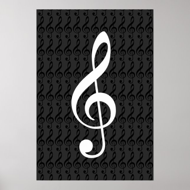 musik noter, treble clef, coola grafik b&w poster (Framsidan)
