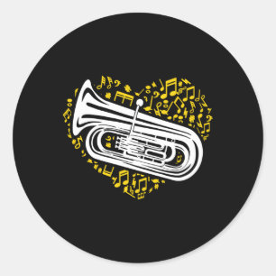 Musik noter Tubist Music Tuba Player Marching Runt Klistermärke