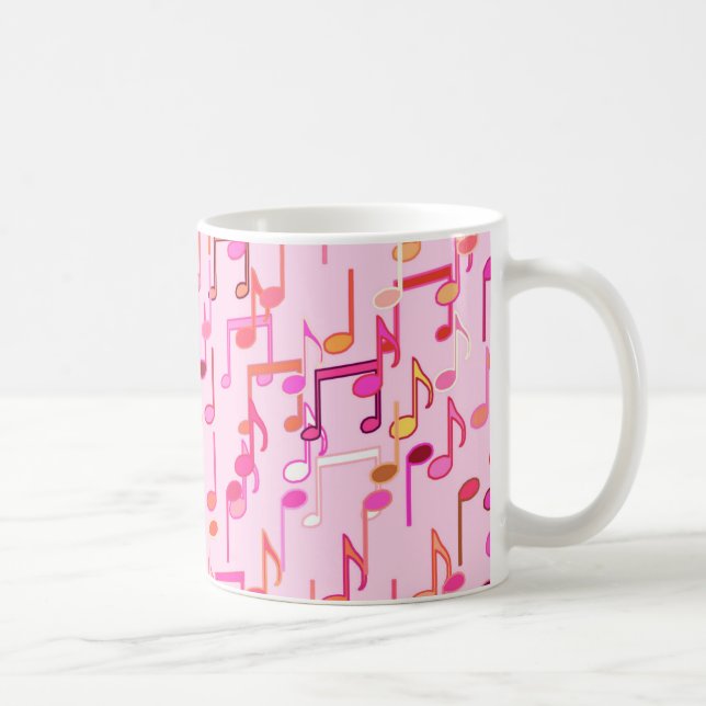 Musik noter-utskrift - rosa, flera kaffemugg (Höger)