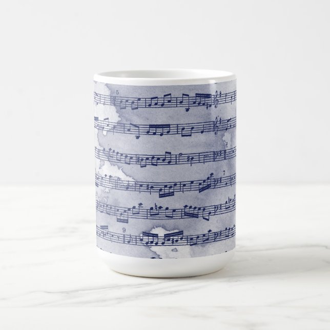 Musik noter vattenfärg kaffemugg (Center)