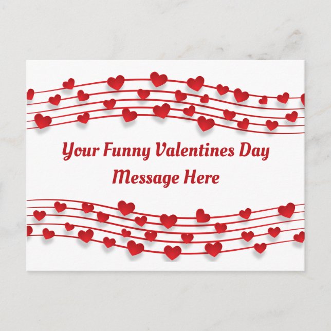 Musik noter vid Kärlek Hearts Valentines day Helg Vykort (Framsida)