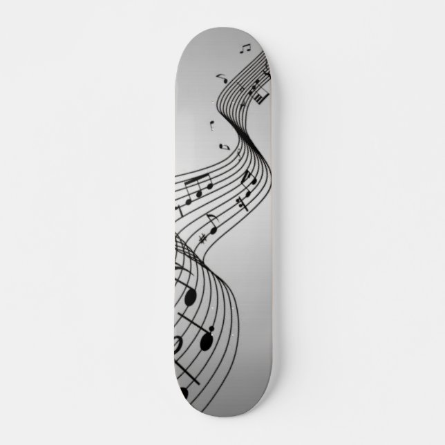 Musik noter vid Silver Mini Skateboard Bräda 18,5 Cm (Framsida)