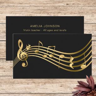 Musik noter Violin Teacher Guld Elegant Visitkort