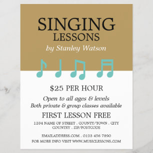 Musik noter, Vocalist Lessons Reklamation Reklamblad