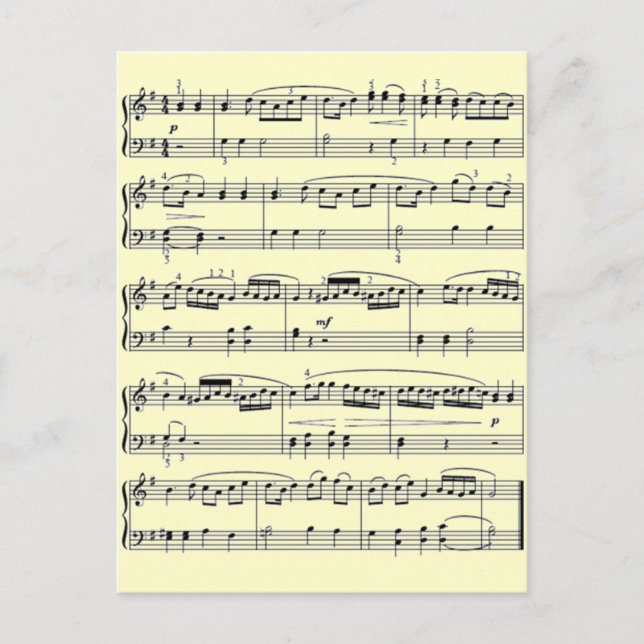 musik noter vykort (Framsida)