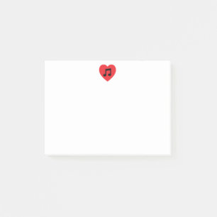 Musik noterar hjärta som Posta-det noterar Post-it Block
