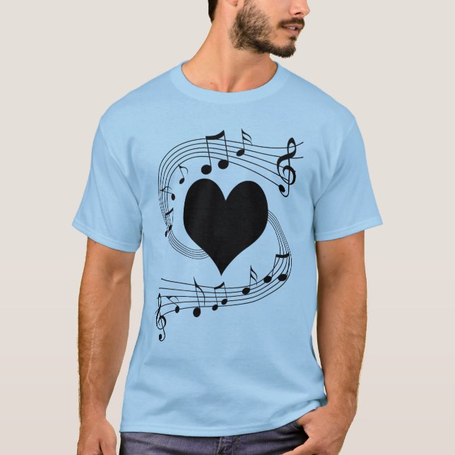 Musik noterhjärta t shirt (Framsida)