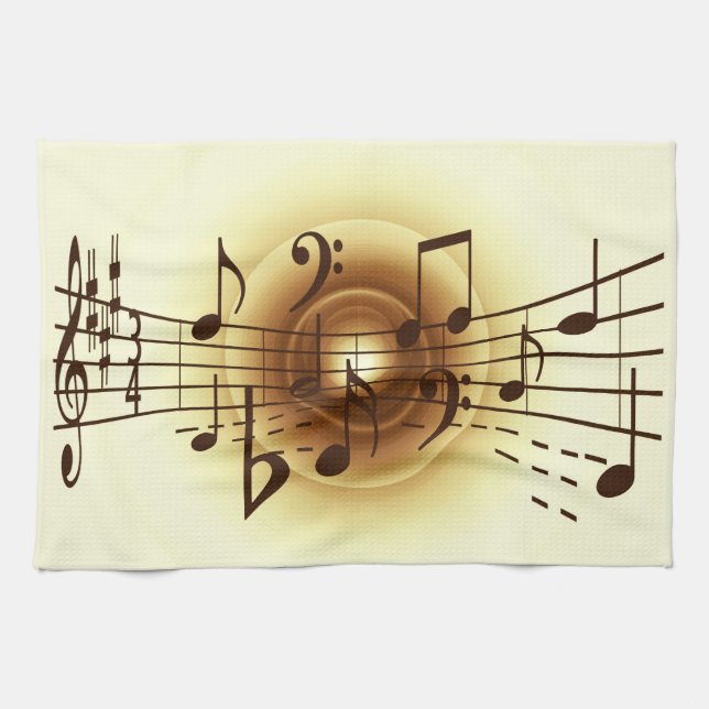 Musik noterillustration kökshandduk (Horisontell)