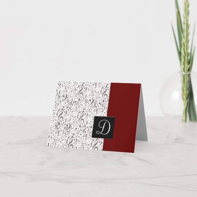 Musik noterkort med monogramen anteckningskort (Framsida)