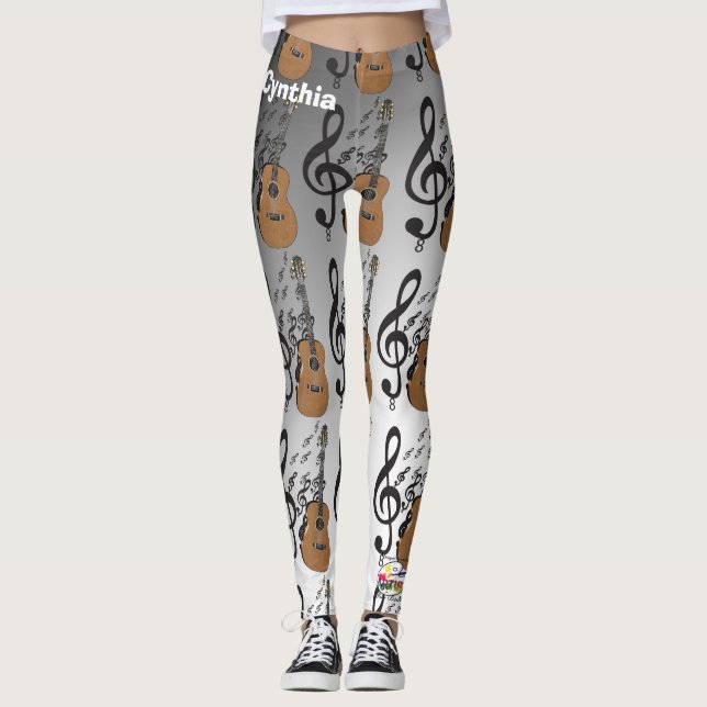 Musik noterpianot skrivar gitarrdamasker leggings (Framsida)