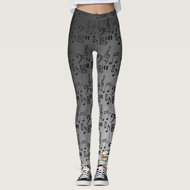 Musik noterpianot skrivar gitarrdamasker leggings (Framsida)