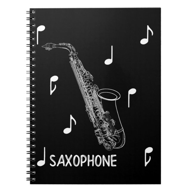 Musik notersaxofon anteckningsbok (Framsidan)