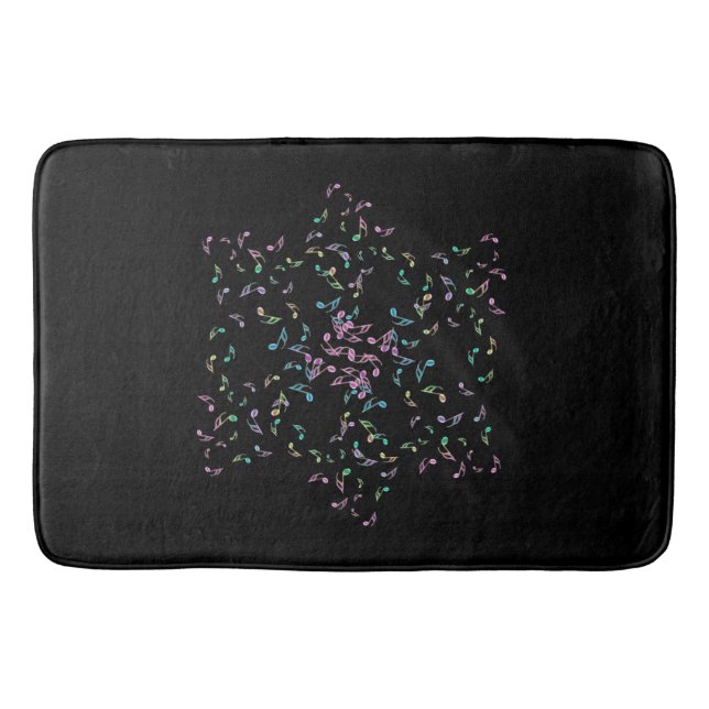 Musik noterstjärna på svart badrumsmatta (Framsidan)