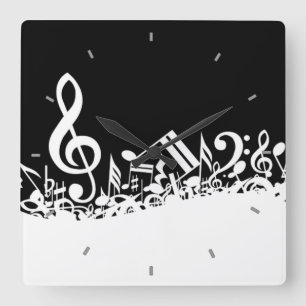Musik noterväggen tar tid på fyrkantig klocka