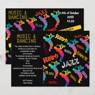 Musik och dansfest JAZZ RETRO Musik Inbjudningar