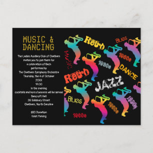 Musik och dansfest JAZZ RETRO Musik Vykort