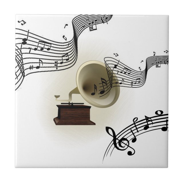 Musik och grammofondesign kakelplatta (Framsidan)