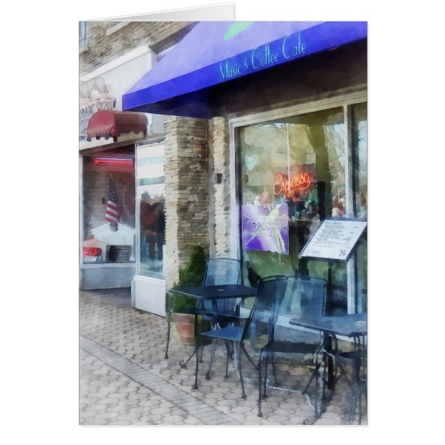 Musik- och kaffekafett hälsningskort (Framsidan)