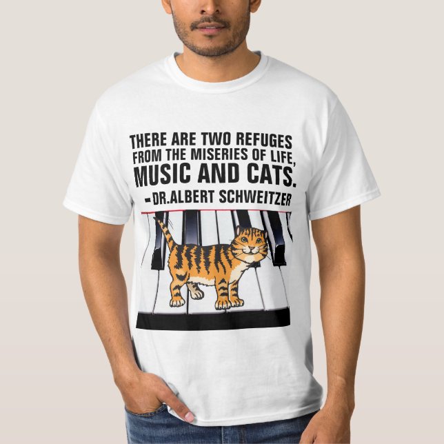 MUSIK OCH KATTER, ALBERT SCHWEITZER QUOTE CAT T SHIRT (Framsida)