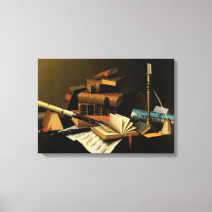 Musik och litteratur av William Harnett, finkonst Canvastryck