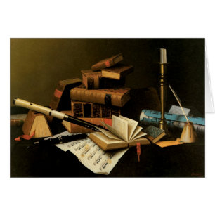 Musik och litteratur av William Harnett, finkonst Hälsningskort