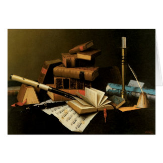 Musik och litteratur av William Harnett, finkonst Hälsningskort