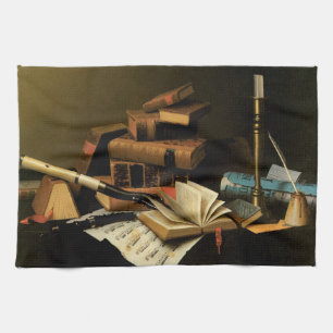 Musik och litteratur av William Harnett, finkonst Kökshandduk