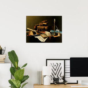Musik och litteratur av William Harnett, finkonst Poster