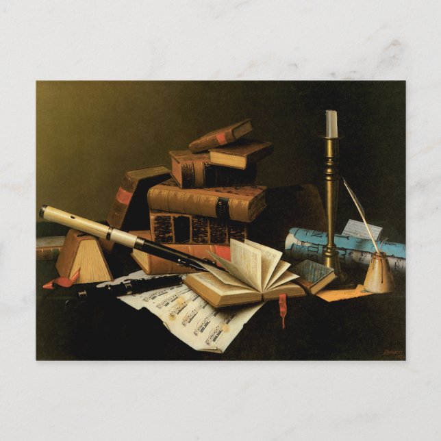 Musik och litteratur av William Harnett, finkonst Vykort (Framsida)