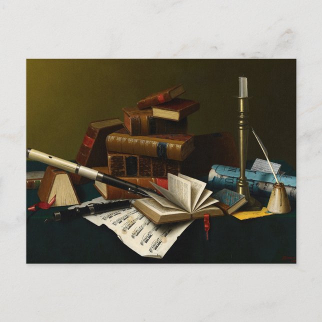 Musik och litteratur av William Michael Harnett Vykort (Framsida)