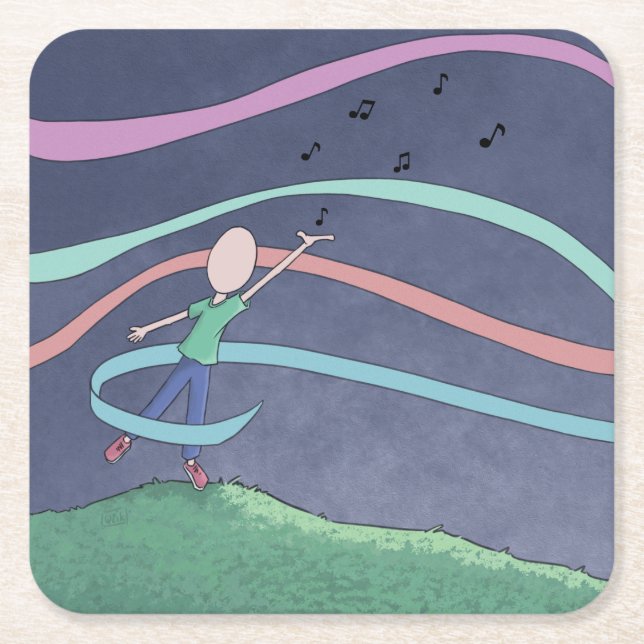 Musik och Melody Square Papper Underlägg Kvadrat (Framsidan)