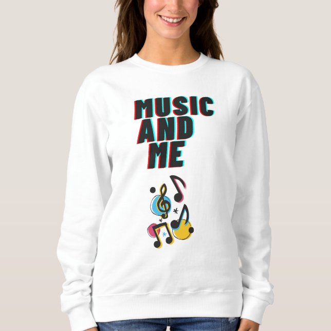 Musik och mig vit sweatshirt t shirt (Framsida)