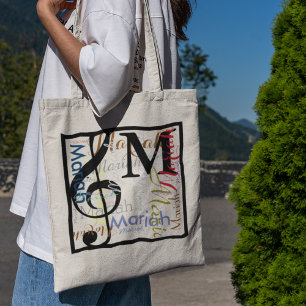 Musik och musik... treble clef with her namn tygkasse