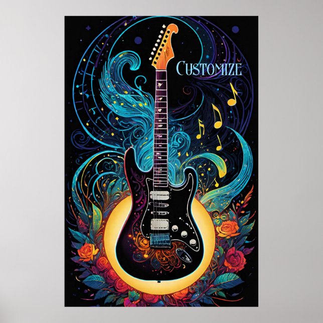 Musik och Ro Electric Guitar Poster (Framsidan)