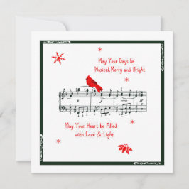 Musik och Röd kardinal-julkort Julkort
