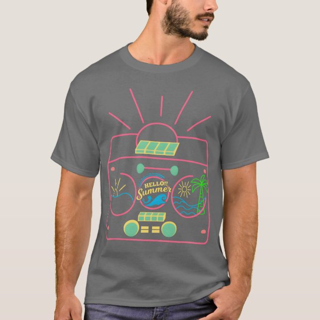 Musik och sommarfamilj t shirt (Framsida)