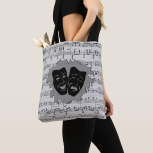 Musik- och teatermasker i silver tygkasse