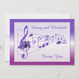Musik- och violetta bröllopsinbjudan inbjudningar