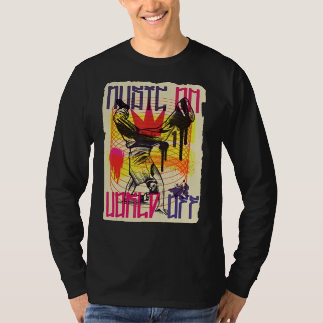 Musik på världssidan utanför Break Dancing T Shirt (Framsida)