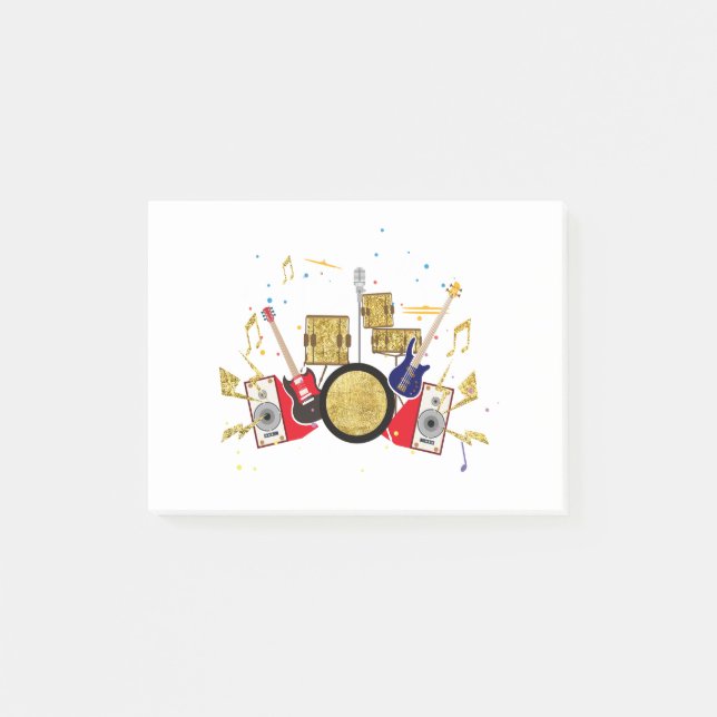 Musik party guitar drum set musical post-it block (Framsida)