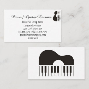 Musik Piano Guitar Lessons Lärare Instruktör  Visitkort
