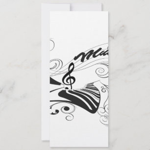 Musik, piano och klyft med blommigt inslag inbjudningar